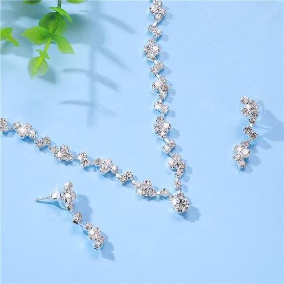 Bridal Rhinestone Wedding Necklace and Earrings - Brides & Bridesmaid Jewelry - Picture 7 of 8